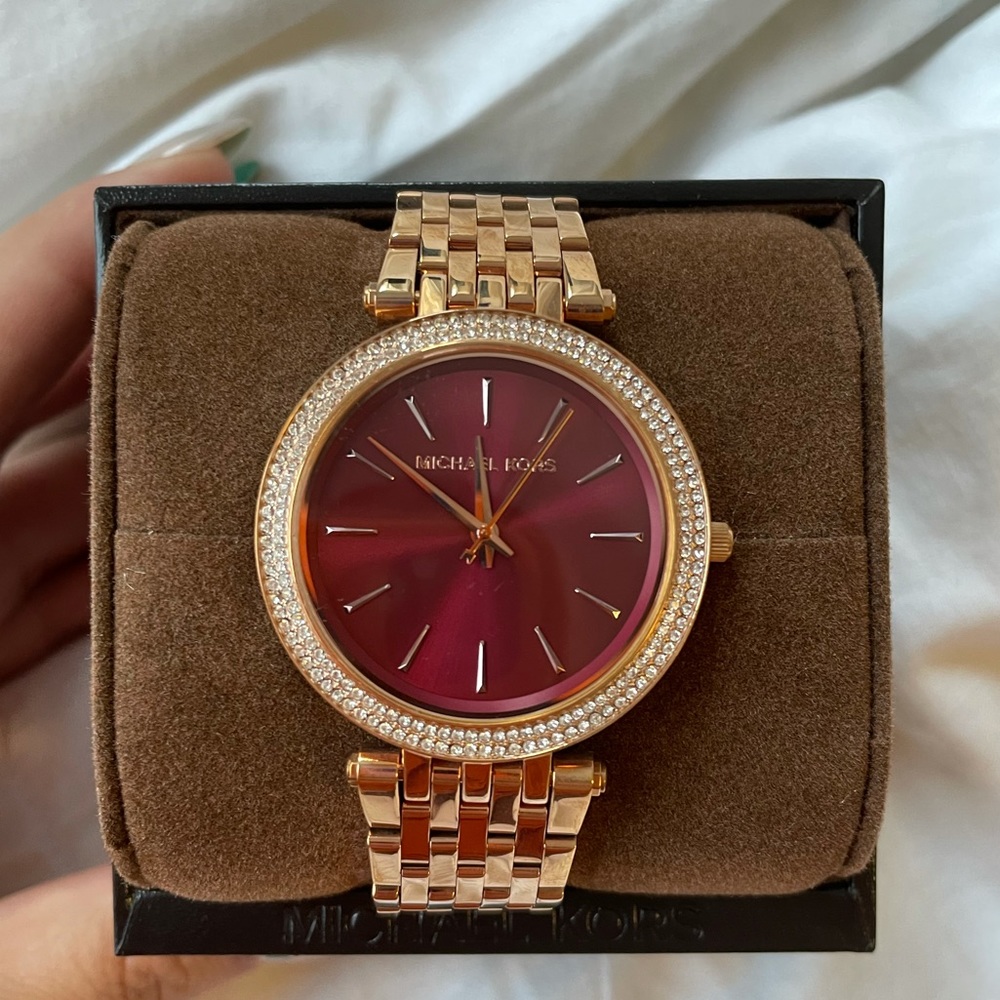 Rose Gold and Burgundy Micheal Kors Watch